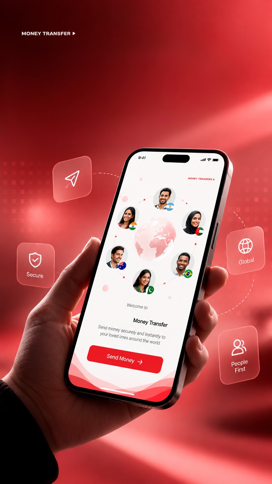 Money transfer app welcome screen